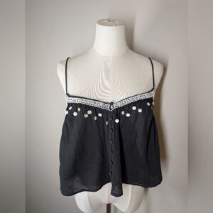 BNWT Zara Black Beaded Cami Size XS
